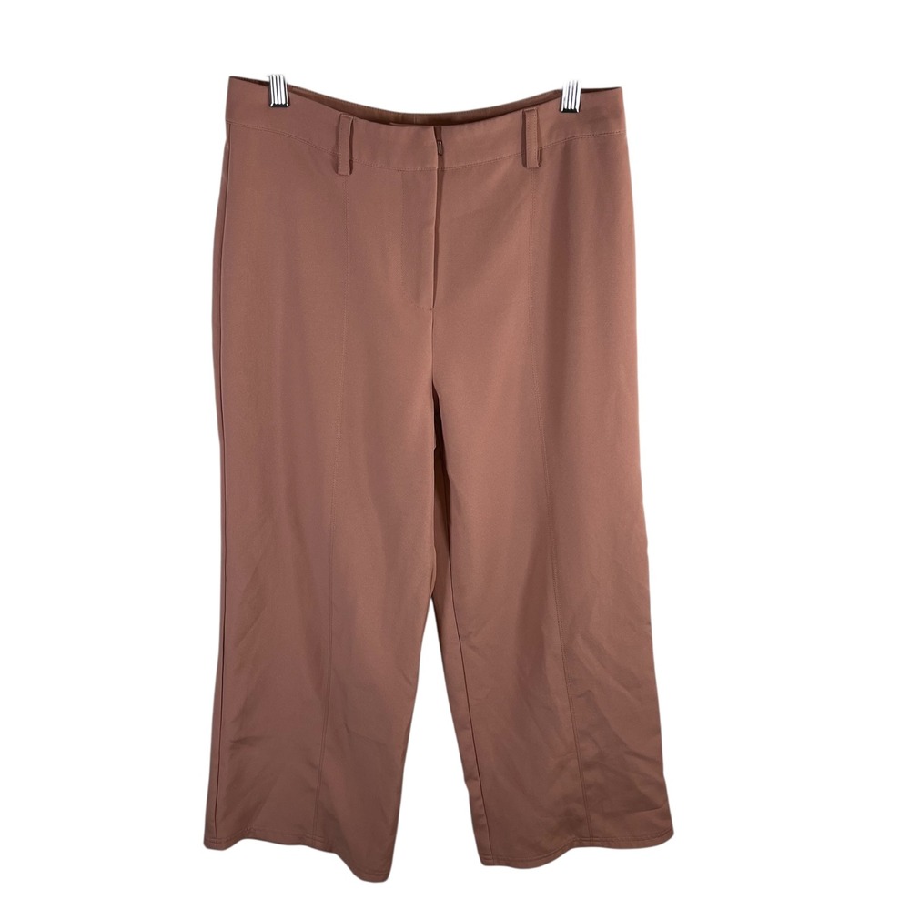 Avec Les Filles Womens Dusty Rose Cropped Wide‎ Leg Seam Front Trousers Size 6